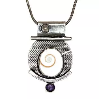 Серебряный кулон с аметистом Gommti Chkra на День матери 1,75 дюйма