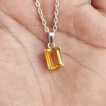 Серебряный кулон с цитрином 6,50 карата, женский свадебный подарок, кулон