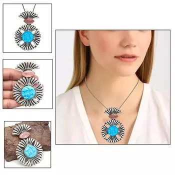 Серебряный кулон с цитрином и синим камеей в виде драгоценного камня унисекс для женщин 3,25 дюйма