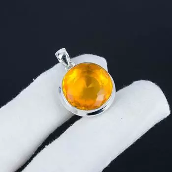 Серебряный кулон с драгоценным камнем аметист из стерлингового серебра 925 пробы — овальный дизайн ручной работы, повседневная бижутерия в подарок 1.95 жёлтый