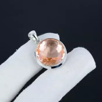 Серебряный кулон с драгоценным камнем аметист из стерлингового серебра 925 пробы — овальный дизайн ручной работы, повседневная бижутерия в подарок 1.95 жёлтый