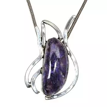 Серебряный кулон с драгоценным камнем чероит 2,5 дюйма, ювелирные изделия, русский танзанит, этнический