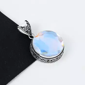Серебряный кулон с драгоценным камнем Mystic Topaz из серебра 925 пробы — дизайн ручной работы, повседневные украшения, уникальный кулон с мистическим топазом 2.16 белый