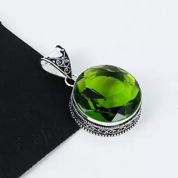 Серебряный кулон с драгоценным камнем перидот из серебра 925 пробы — дизайн ручной работы, повседневные украшения, уникальные пасхальные подарки с кулоном перидот 2.16 зелёный