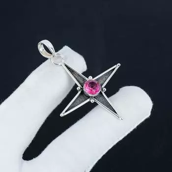 Серебряный кулон с драгоценным камнем Pinki Kunzite из стерлингового серебра 925 пробы — дизайн звезды ручной работы, повседневные украшения, уникальные дизайнерские подарочные подвески 1.57 розовый