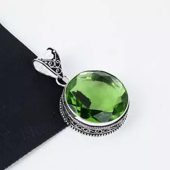 Серебряный кулон с драгоценным камнем зеленый аметист из стерлингового серебра 925 пробы — дизайн ручной работы, повседневные украшения, уникальные подарки с подвеской из зеленого аметиста 2.16 зелёный