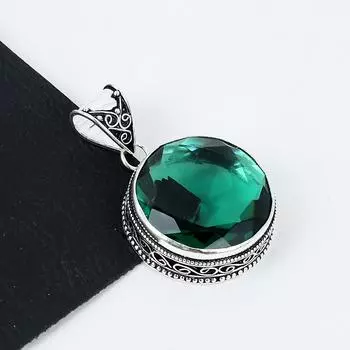 Серебряный кулон с драгоценным камнем зеленый апатит из серебра 925 пробы — дизайн ручной работы, повседневные украшения, уникальные подарки на вату с подвеской из зеленого апатита 2.16 зелёный