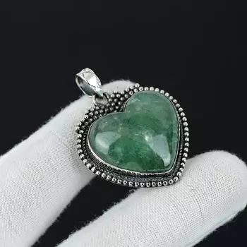 Серебряный кулон с изумрудным камнем из стерлингового серебра 925 пробы — дизайн ручной работы, повседневное украшение, уникальный кулон в подарок на годовщину 2.16 зелёный