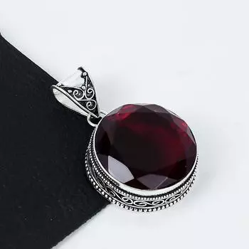 Серебряный кулон с красным гранатом и драгоценным камнем из серебра 925 пробы — дизайн ручной работы, повседневные украшения, уникальные подарки с красным гранатом для вечеринок 2.16 красный