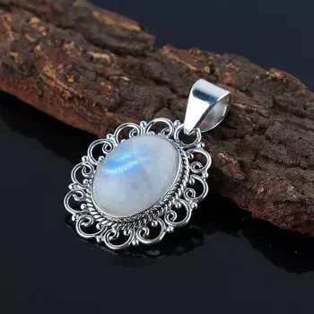 Серебряный кулон с лунным камнем, чистое серебро 925 пробы, подарок по случаю дня рождения, дизайнерский кулон, ювелирные изделия ручной работы