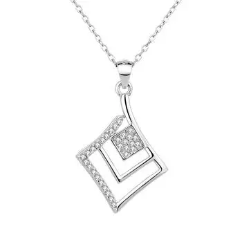 Серебряный кулон с микроинкрустацией геометрических бриллиантов S925, индивидуальный универсальный женский кулон, серебро 925