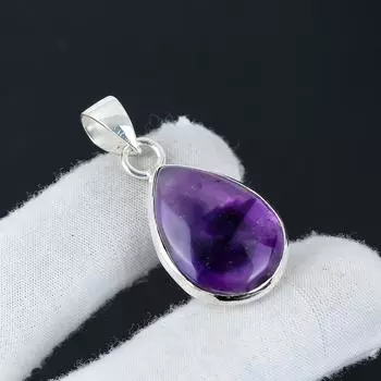 Серебряный кулон с натуральным аметистом из стерлингового серебра 925 пробы — дизайн ручной работы, повседневные украшения, уникальный кулон в подарок на помолвку 1.96 красный