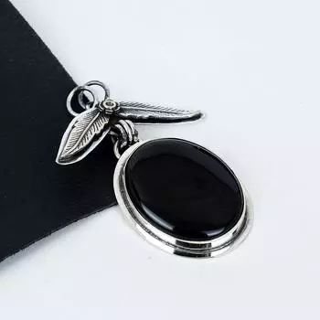 Серебряный кулон с натуральным черным ониксом из стерлингового серебра 925 пробы — дизайн ручной работы, повседневные украшения, уникальные подарки на День благодарения 2.36 чёрный