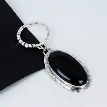 Серебряный кулон с натуральным черным ониксом из стерлингового серебра 925 пробы — дизайн ручной работы, повседневные украшения, уникальные подарки на помолвку с подвеской 2.36 чёрный