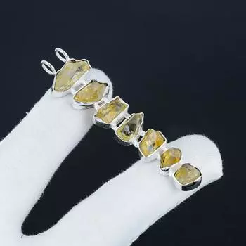 Серебряный кулон с натуральным цитрином и необработанным драгоценным камнем из стерлингового серебра 925 пробы — дизайн ручной работы, повседневная бижутерия, подарок на вату 2.95 жёлтый