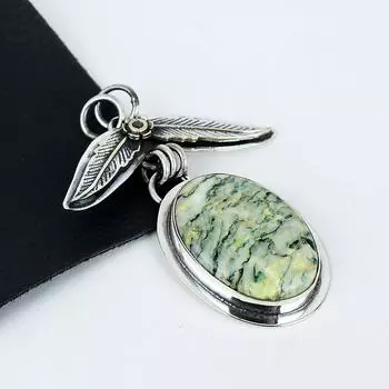 Серебряный кулон с натуральным драгоценным камнем марипозит из серебра 925 пробы — дизайн ручной работы, повседневные украшения, уникальные кулоны, подарки для вечеринок 2.36 зелёный