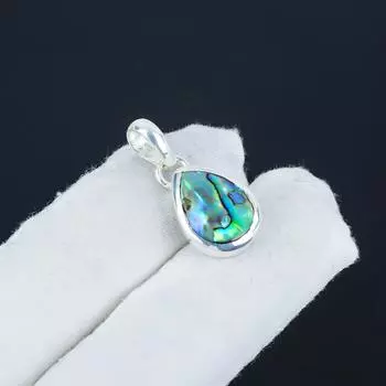 Серебряный кулон с натуральным камнем-ракушкой из стерлингового серебра 925 пробы — дизайн в виде груши, повседневная одежда, минималистичные украшения, подарок на день святого Валентина 1 синий