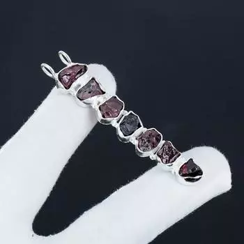 Серебряный кулон с натуральным красным гранатом и необработанным драгоценным камнем из стерлингового серебра 925 пробы — дизайн ручной работы, повседневная одежда, подарок на день рождения 2.95 красный