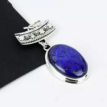 Серебряный кулон с натуральным лазуритом, серебро 925 пробы — дизайн ручной работы, повседневные украшения, уникальные пасхальные подарки с лазуритом 2.55 синий