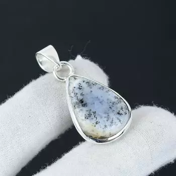 Серебряный кулон с натуральным опалом Dandarte из стерлингового серебра 925 пробы — дизайн ручной работы, повседневные украшения, уникальный подарок для любимого человека 1.96 белый