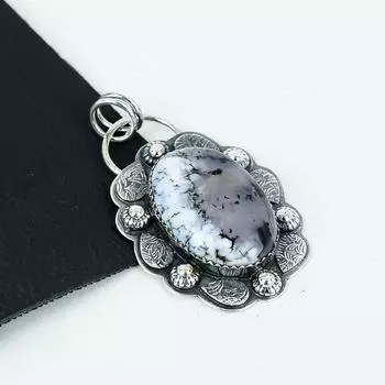 Серебряный кулон с натуральным опалом Dandarte из стерлингового серебра 925 пробы — дизайн ручной работы, повседневные украшения, уникальный кулон для праздничного наряда в подарок 2.55 белый