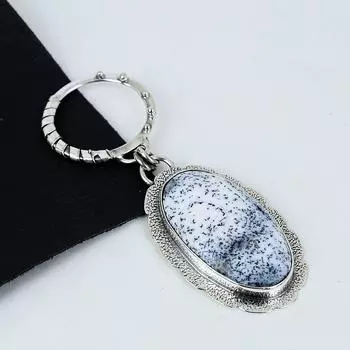 Серебряный кулон с натуральным опалом-дендритом из серебра 925 пробы — дизайн ручной работы, повседневные украшения, уникальные подарки на день рождения в виде кулона 2.36 белый