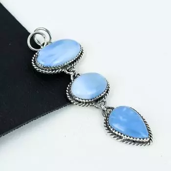 Серебряный кулон с натуральным опалом Owyhee из стерлингового серебра 925 пробы — дизайн ручной работы, повседневные украшения, уникальный подарок-подвеска для мамы 3.34 синий