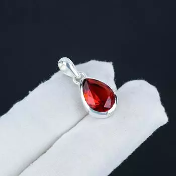 Серебряный кулон с натуральным перламутром и драгоценными камнями из стерлингового серебра 925 пробы — дизайн груши ручной работы, повседневная одежда, минималистичный подарок для жены 1 красный