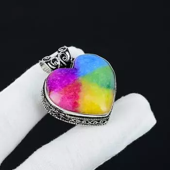 Серебряный кулон с натуральным радужным солнечным кварцем и драгоценным камнем из стерлингового серебра 925 пробы — дизайн в форме сердца ручной работы, повседневные украшения, уникальный кулон в подарок для нее 2.16 жёлтый