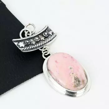Серебряный кулон с натуральным родохрозитом из стерлингового серебра 925 пробы — дизайн ручной работы, повседневные украшения, уникальные подарки с родохрозитом 2.55 розовый