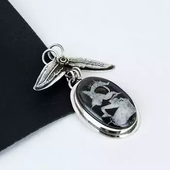 Серебряный кулон с натуральным септарианским драгоценным камнем из серебра 925 пробы — дизайн ручной работы, повседневные украшения, уникальные подарки-кулоны для нее 2.36 чёрный