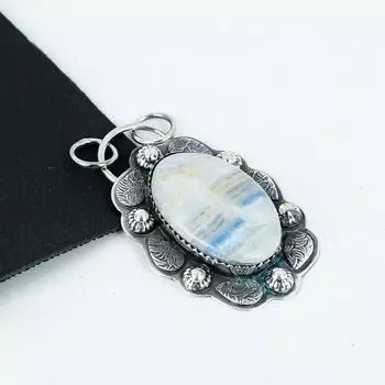 Серебряный кулон с натуральным синим драгоценным камнем шилитом из стерлингового серебра 925 пробы — дизайн ручной работы, повседневные украшения, уникальные кулоны, подарки на День матери 2.55 синий