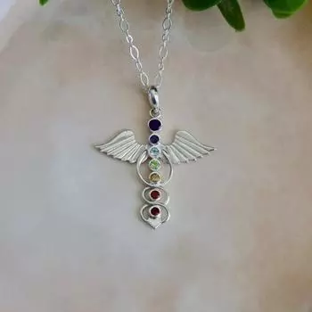 Серебряный кулон с несколькими драгоценными камнями Стерлингового серебра 925 пробы Серебряный кулон с драгоценными камнями ручной работы для женщин ( Только кулон без цепочки) 1.8 зелёный