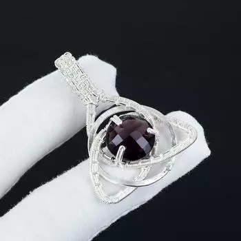 Серебряный кулон с перламутровыми камнями Natura из стерлингового серебра 925 пробы — дизайн ручной работы, повседневные украшения с кельтским семейным узлом, обернутые проволокой, подарки 2.16 фиолетовый