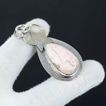 Серебряный кулон с родохрозитом из стерлингового серебра 925 пробы — дизайн в виде звезды ручной работы, повседневное украшение, уникальный кулон в подарок на вечеринку 2.55 розовый