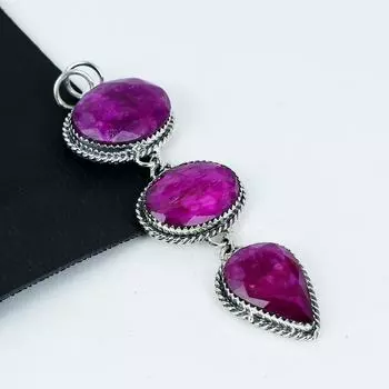 Серебряный кулон с рубиновым камнем из кашмира, серебро 925 пробы — дизайн ручной работы, повседневные украшения, уникальные подарки на День отца 3.34 красный