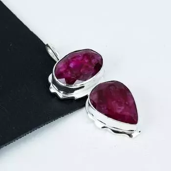 Серебряный кулон с рубиновым камнем из кашмира, серебро 925 пробы — дизайн ручной работы, повседневные украшения, уникальные подарки на помолвку с подвеской 2.75 красный