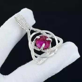 Серебряный кулон с рубиновым камнем из серебра 925 пробы ручной работы, повседневные украшения с кельтским семейным узлом, подарок на день рождения для жены 2.16 красный