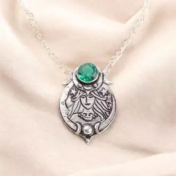 Серебряный кулон с зеленым изумрудным кристаллом, Ювелирное изделие ручной работы из серебра 925 пробы, Кулон CP-22-07