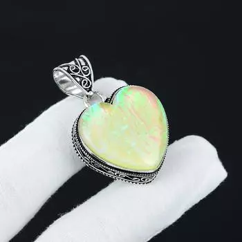 Серебряный кулон с желтым триплетным опалом из стерлингового серебра 925 пробы — дизайн в виде сердца ручной работы, повседневные украшения, уникальный кулон в подарок на Пасху 2.16 жёлтый