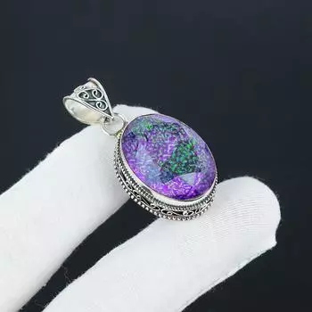 Серебряный кулон с желтым триплетным опалом из стерлингового серебра 925 пробы — овальный дизайн ручной работы, повседневные украшения, подарки на день Святого Валентина 1.77 фиолетовый