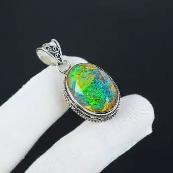 Серебряный кулон с желтым триплетным опалом из стерлингового серебра 925 пробы — овальный дизайн ручной работы, повседневные украшения, подарки на день Святого Валентина 1.77 жёлтый