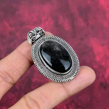 Серебряный кулон Silversheen Obsidian 925 пробы, ювелирные изделия с подвеской из драгоценных камней ручной работы, подарки для жены, абсолютно новый кулон 2.00 Inches чёрный