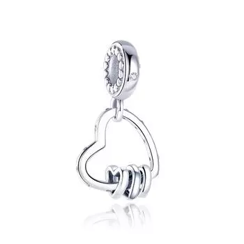 Серебряный кулон в форме сердца, серебряный цвет, подвески в форме сердца к сердцу, бусины, подходят для оригинального брендового браслета, ожерелье, сделай сам, изготовление ювелирных изделий