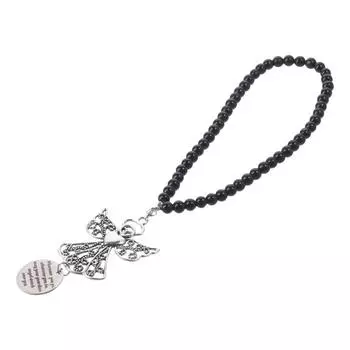 Серебряный кулон в виде ангела, подвеска для автомобиля в форме ангела, подвеска из нержавеющей стали для автомобильного зеркала, украшение, зеркало заднего вида, аксессуары чёрный