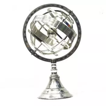 Серебряный латунный глобус Армиллярная сфера Астролябия Морской настольный глобус, Серебряный армиллярный зодиакальный глобус