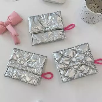 Серебряный Lingge Bow Pattern Кошельки для монет Маленькая гигиеническая салфетка Кошелек для монет Женская сумка для хранения ключей и монет для девочек серебряный