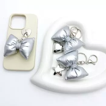 Серебряный мягкий хлопковый бант с подвеской в виде любви, брелок для камеры, цепочка для мобильного телефона, цепочка для наушников, ремешок для сумки as the picture