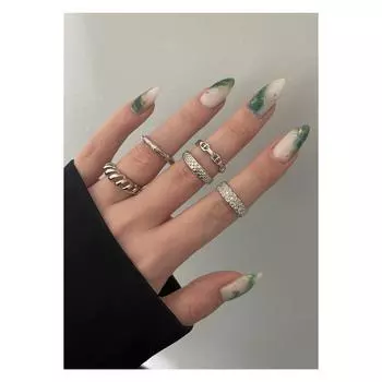 Серебряный набор из 5 колец с винтажным рисунком