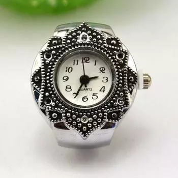 Серебряный Новый Девушка Цветок Цинк Цинковый Сплав Горячие Креативные Стразы Ювелирные Изделия Кольцо На Палец Часы Кварцевые серебряный